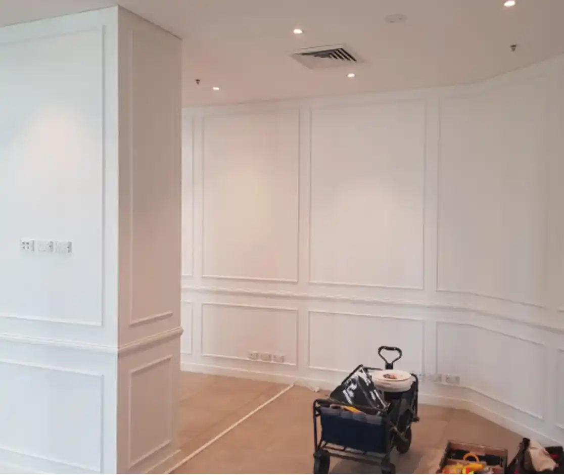 empty room painting prep laminate floor